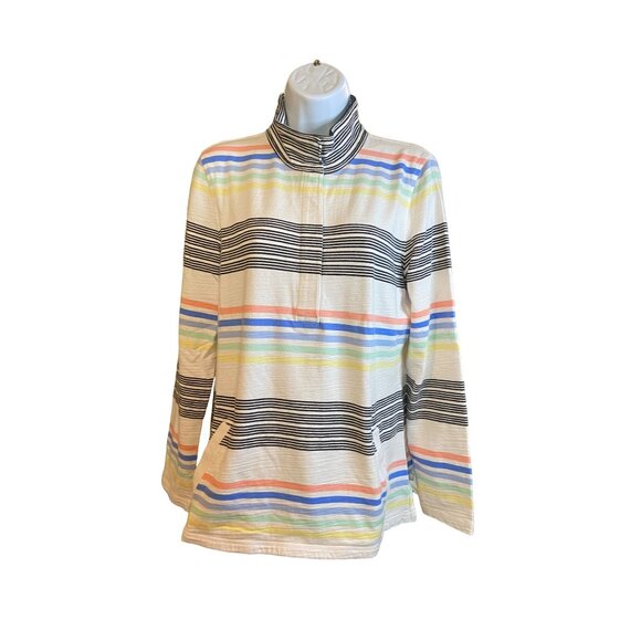 Talbots Shirt Medium Striped Pullover Mockneck Multicolor Casual Preppy - Picture 2 of 8